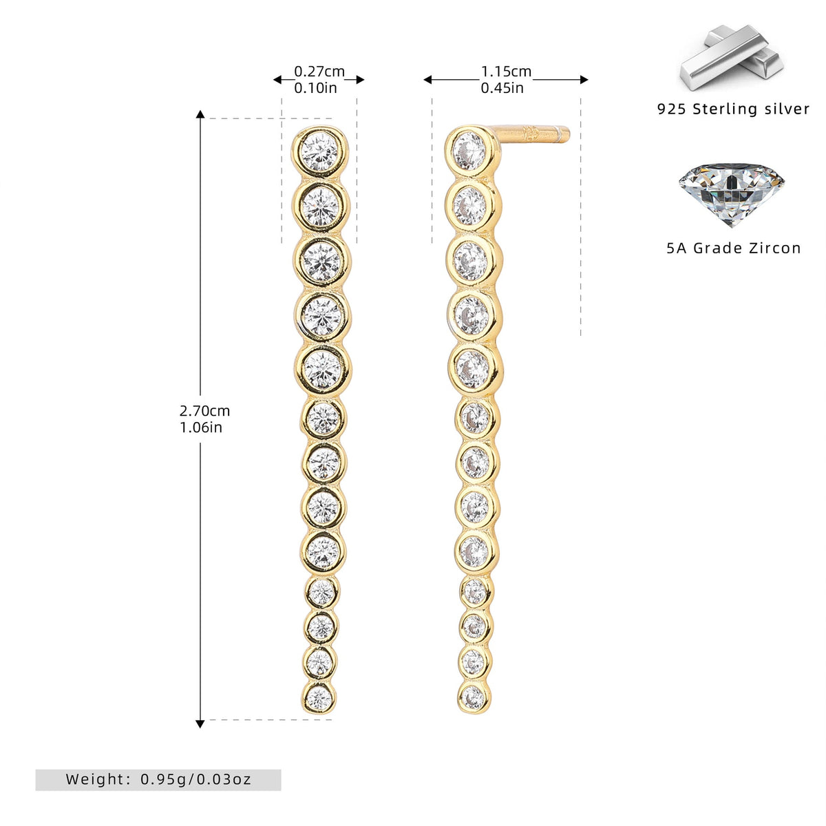 Damen Ohrhänger mit Zirkonsteinen aus 925 Sterling Silber