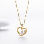 Collier cœur pour femme en argent sterling 925 avec zircones