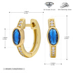 Boucles d'oreilles pendantes avec zircon ovale et monture en argent 925 doré