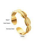 Bague ouverte pour femme motif coquillage doré