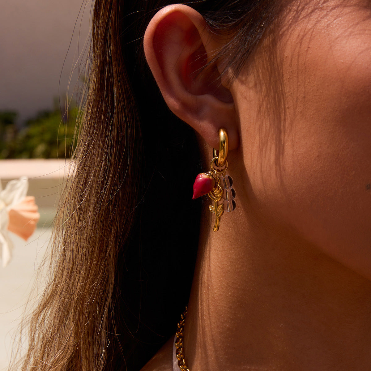 Boucles d'oreilles pour femme avec pendentifs floraux