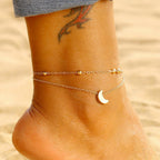 Chevillère double chaîne charm lune