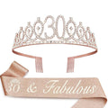 Couronne de princesse en cristal pour femme avec inscription 30 & Fabulous