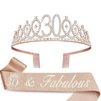 Couronne de princesse en cristal pour femme avec inscription 30 & Fabulous