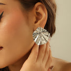 Boucles d'oreilles créateur pour femme en forme de feuille