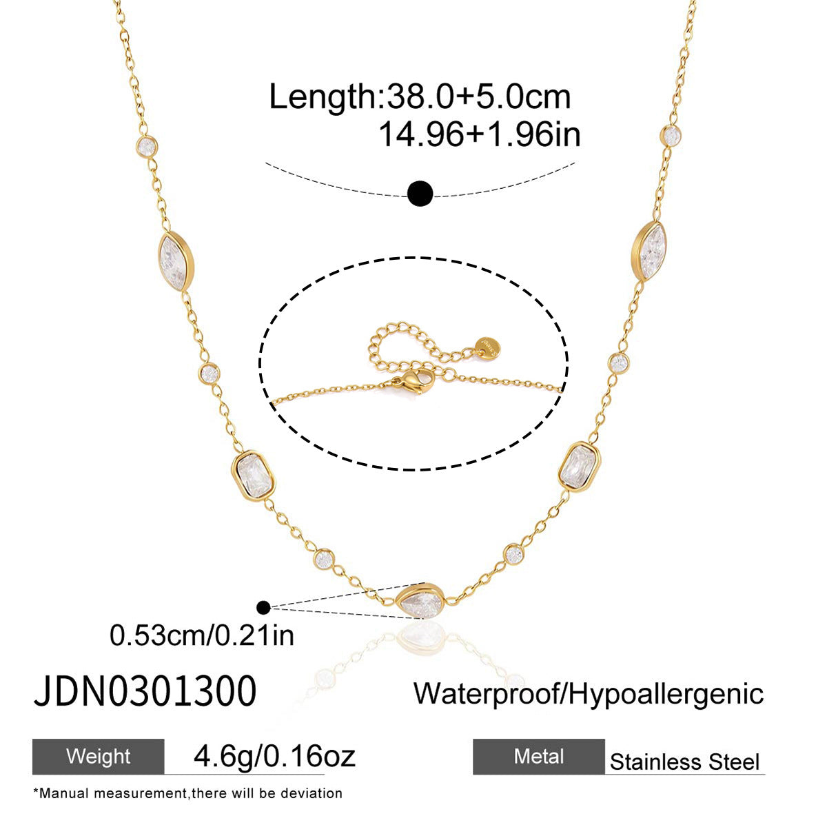 Collier pour femme en acier inoxydable avec détails en cristal étincelants