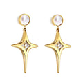 Boucles d'oreilles pendantes avec cristal et détail doré