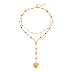 Collier multi-rangs pour femme avec pendentif cœur hypoallergénique