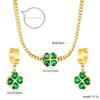 Parure de bijoux pour femme avec pendentif trèfle à quatre feuilles et boucles d'oreilles élégantes