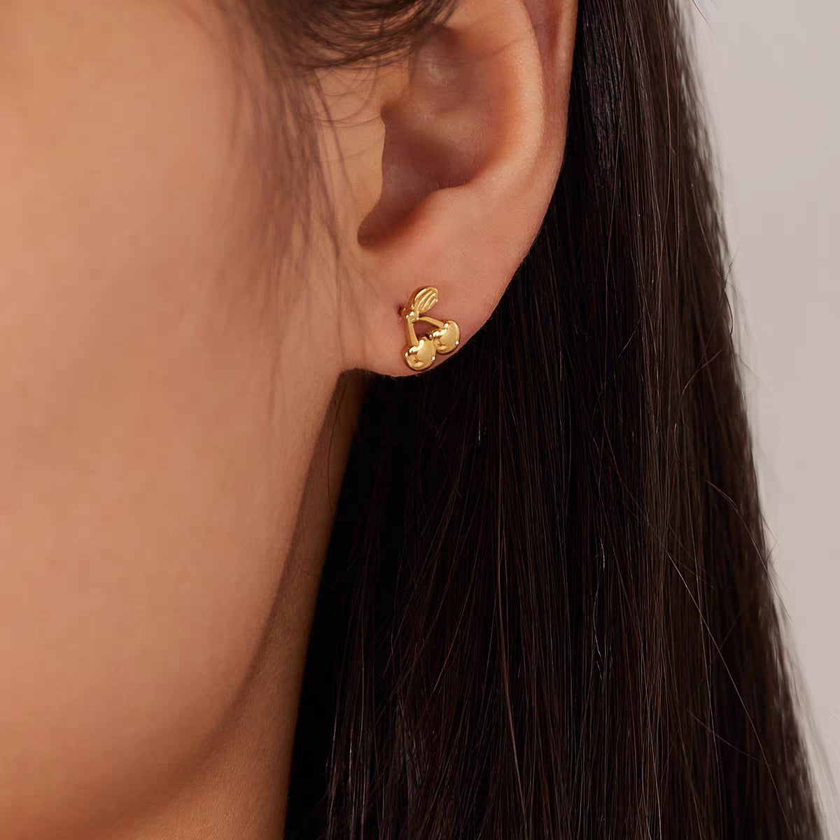 Boucles d'oreilles puces cerises pour femme