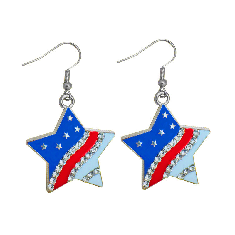 Boucles d'oreilles tongs avec cristaux et motif drapeau