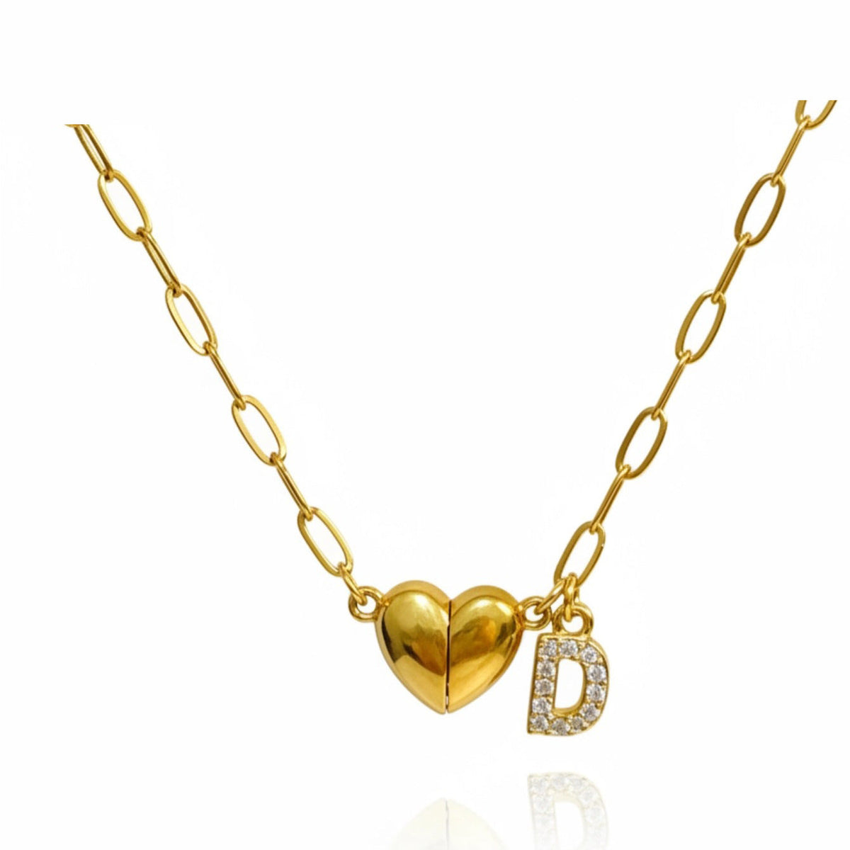 Collier pour femme avec pendentif cœur et lettre