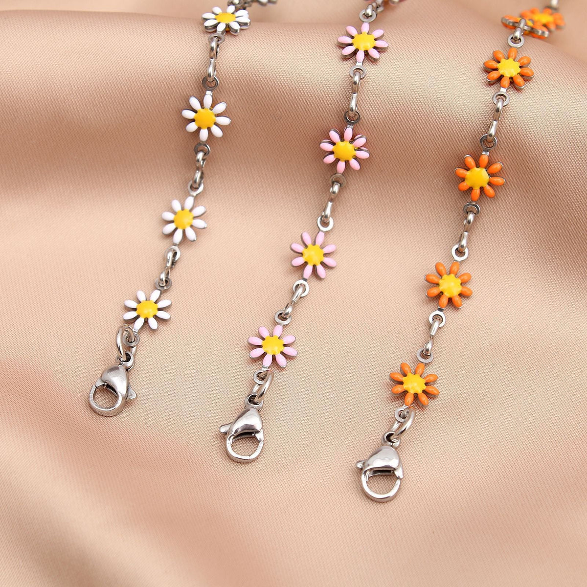 Bracelet de cheville à breloques fleurs