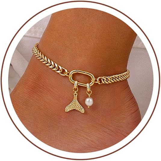 Chevillère pour femme avec pendentif étoile et perle