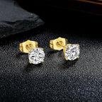 Boucles d'oreilles puces en acier inoxydable et zircone