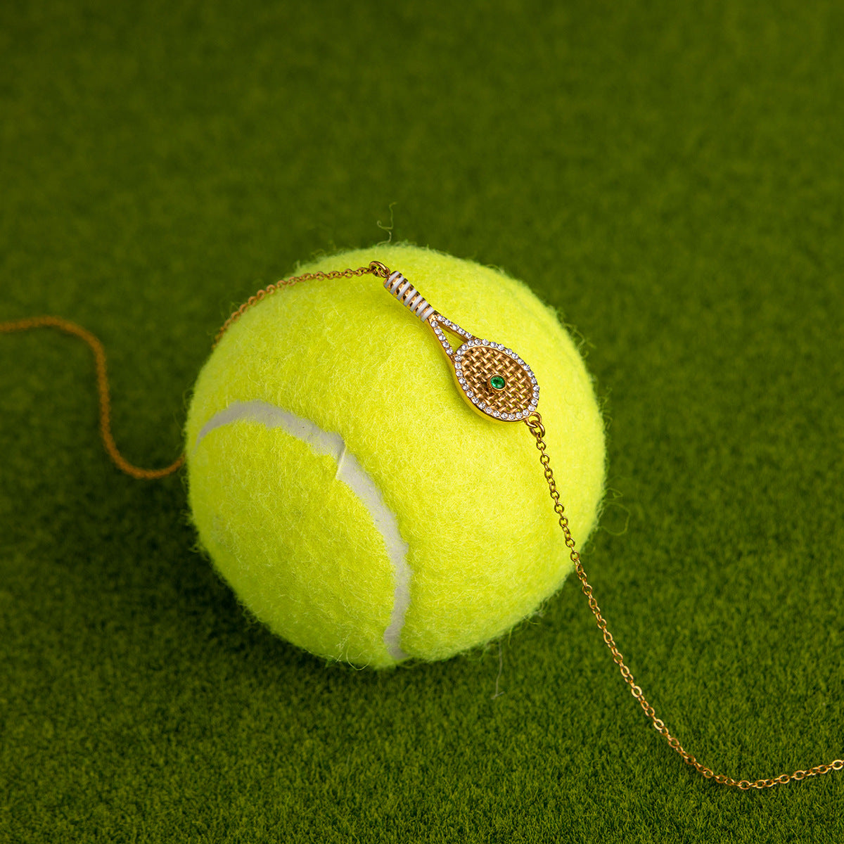 Collier pour femme avec pendentif raquette de tennis en acier inoxydable