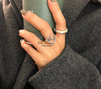Bague ouverte pour femme avec cœur filigrane