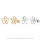 Clous d'oreilles floraux en argent sterling 925