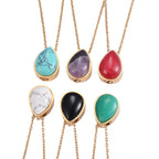 Collier doré pour femme avec pendentif goutte en pierre