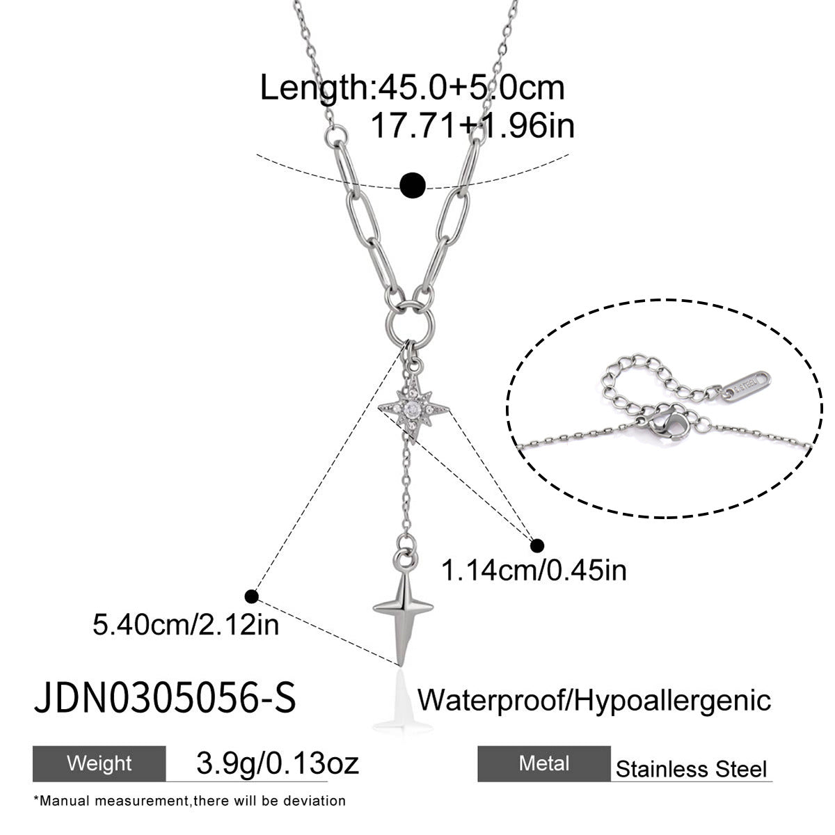 Collier pour femme avec pendentifs étoiles modernes en acier inoxydable réglable