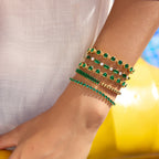 Bracelet pour femme avec zirconiums et cristaux verts