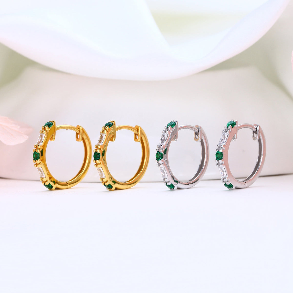 Créoles pour femme en argent sterling 925 avec zircons étincelants