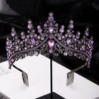 Diadème opulent pour femme avec détails en cristal noir