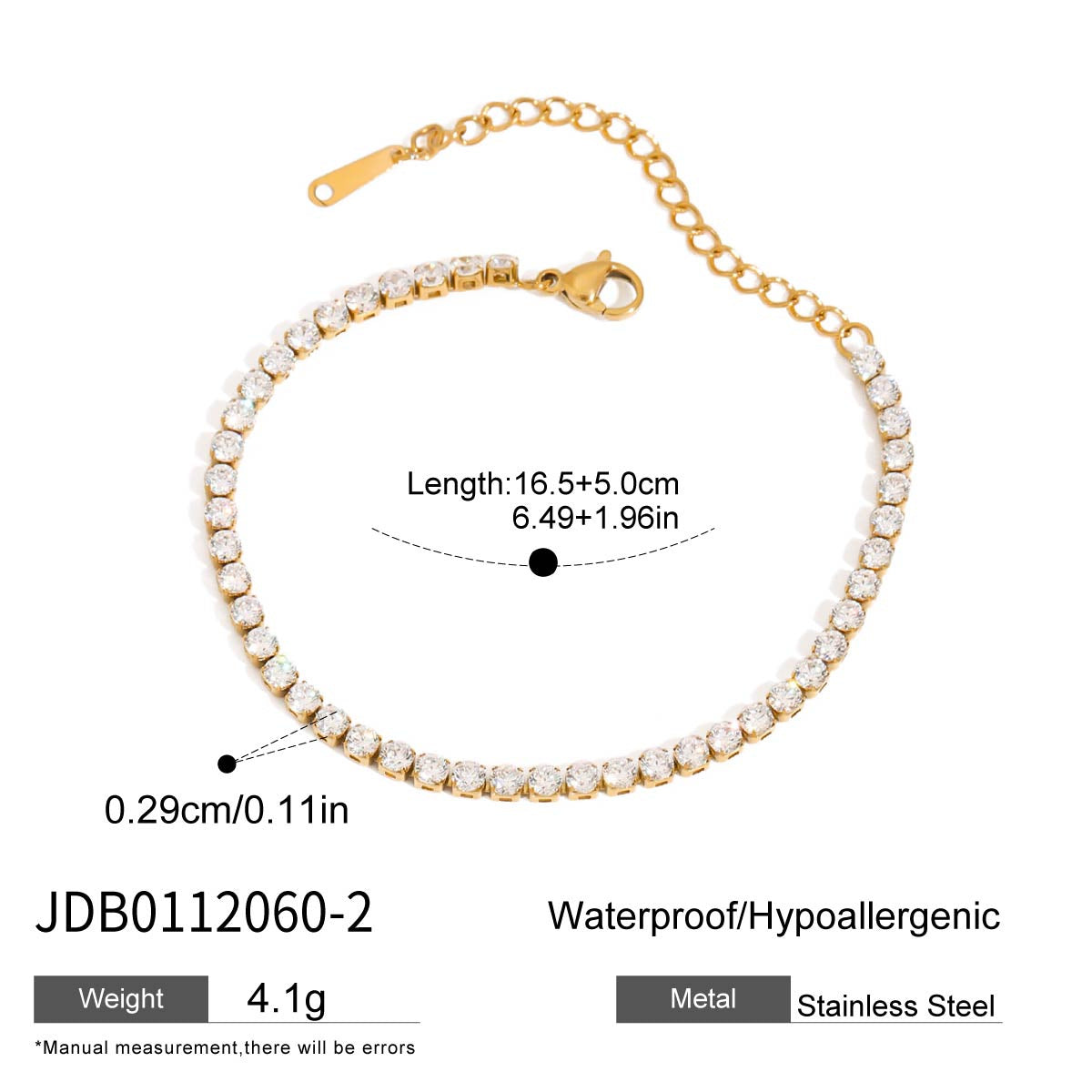 Bracelet pour femme en acier inoxydable avec cristaux