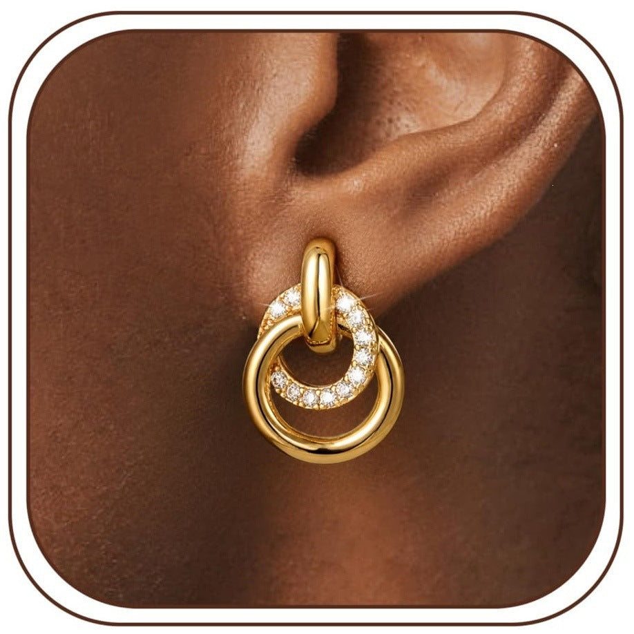 Boucles d'oreilles pour femme au design double anneau élégant