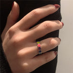 Bague pour femme avec motifs smiley colorés