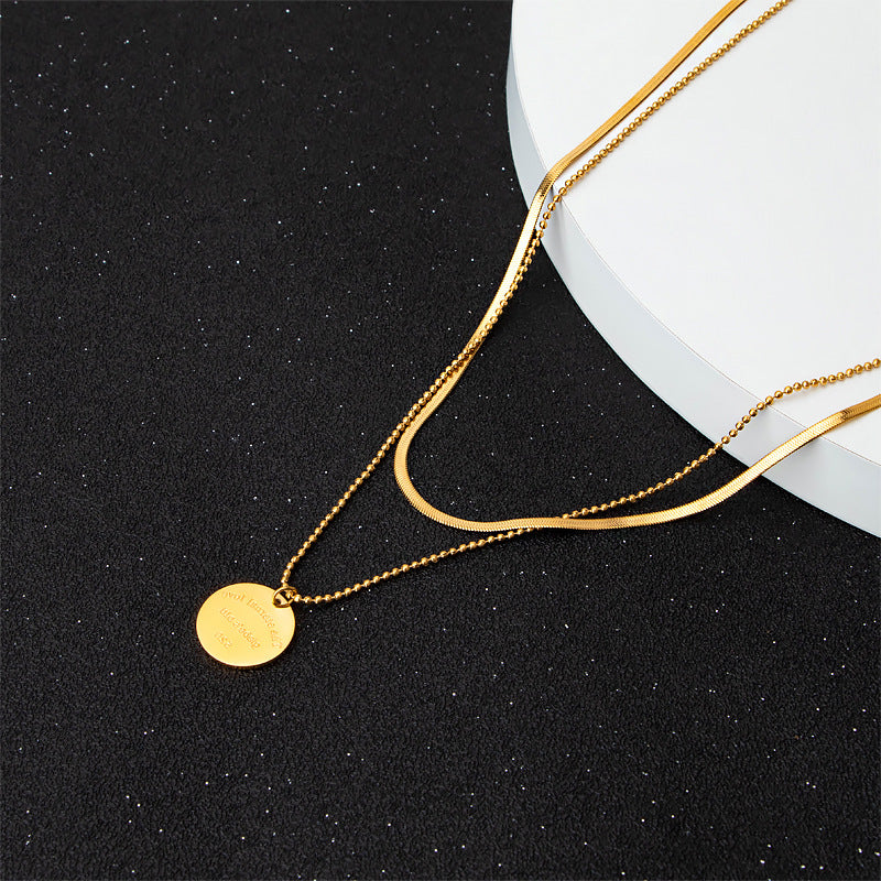 Collier pour femme avec double pendentif et gravure