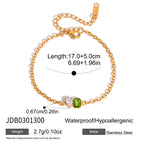 Bracelet pour femme avec pierre précieuse verte et accents en zircone