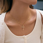 Collier pour femme avec pendentif croix en acier inoxydable
