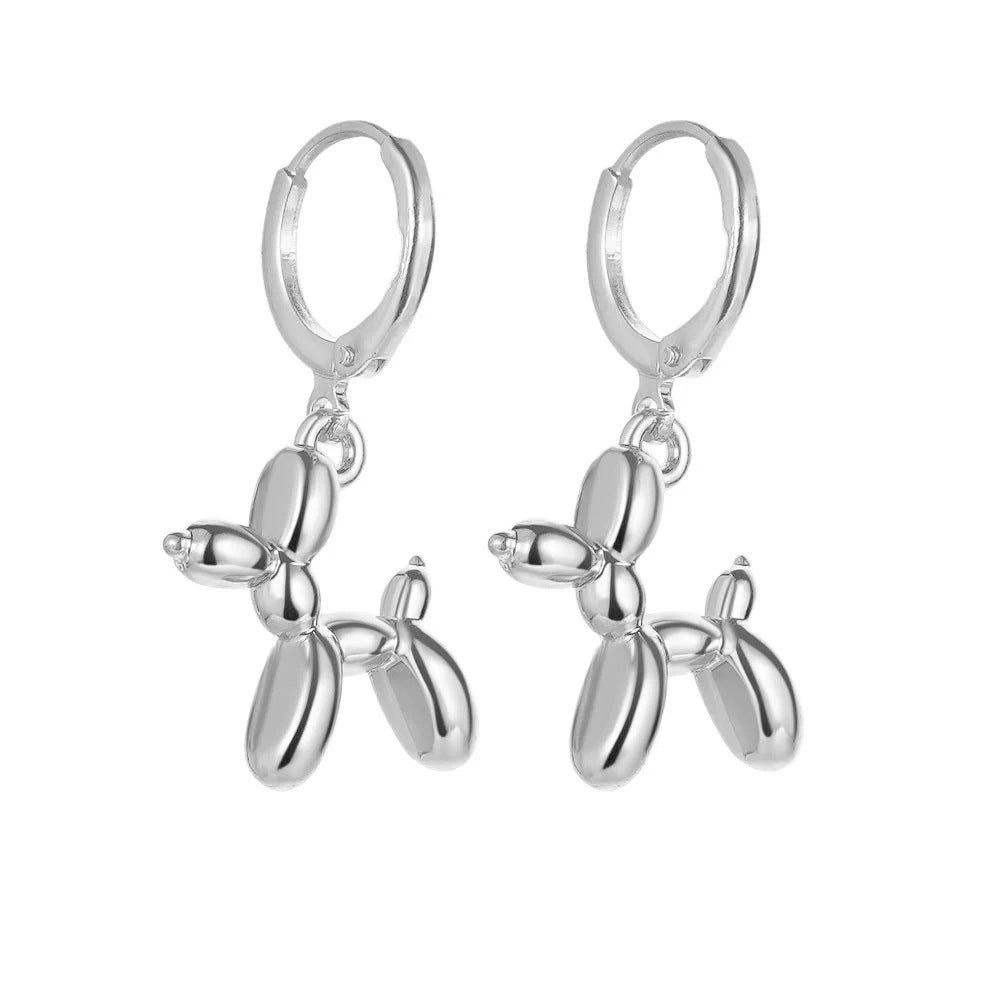 Boucles d'oreilles chien ludique en métal