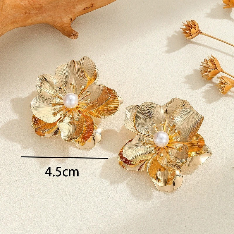 Boucles d'oreilles pour femme motif floral et perles