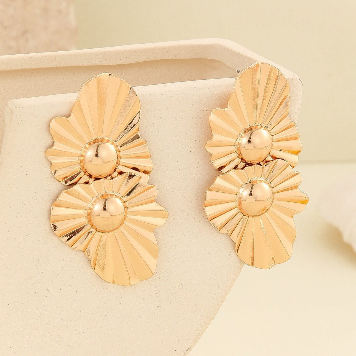 Boucles d'oreilles à motif plissé pour femme