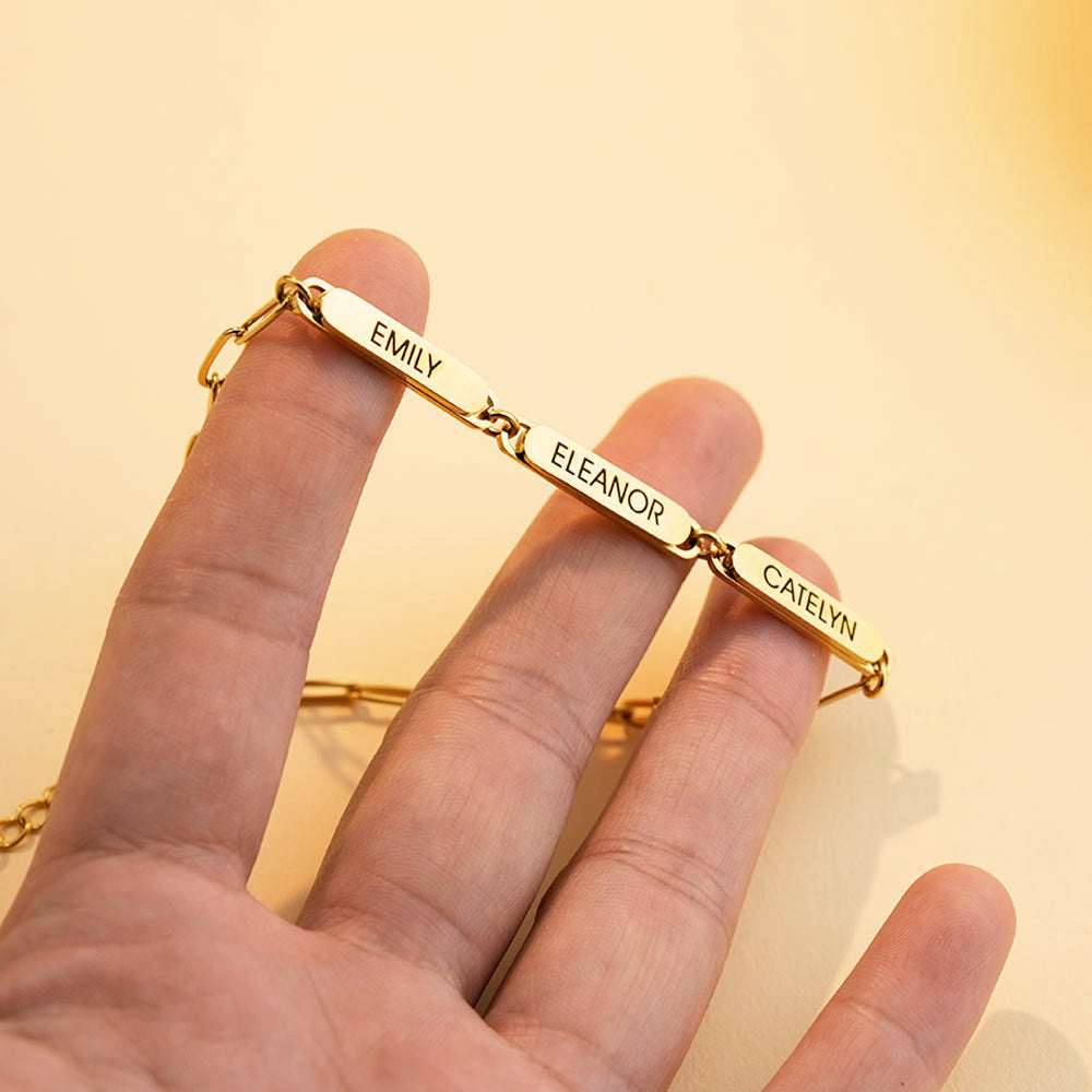 Bracelet trombone personnalisé avec noms de famille