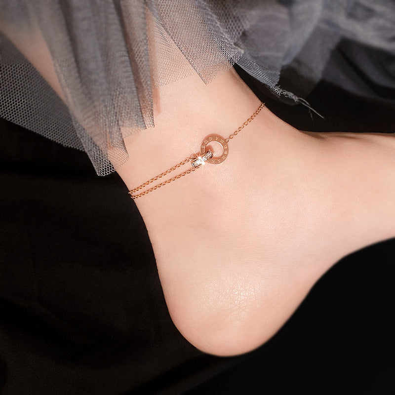 Chevillère double rang avec pendentif cercle
