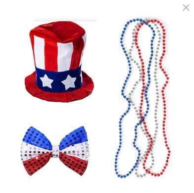Ensemble de colliers de perles métalliques style parade pour le jour de l'Indépendance