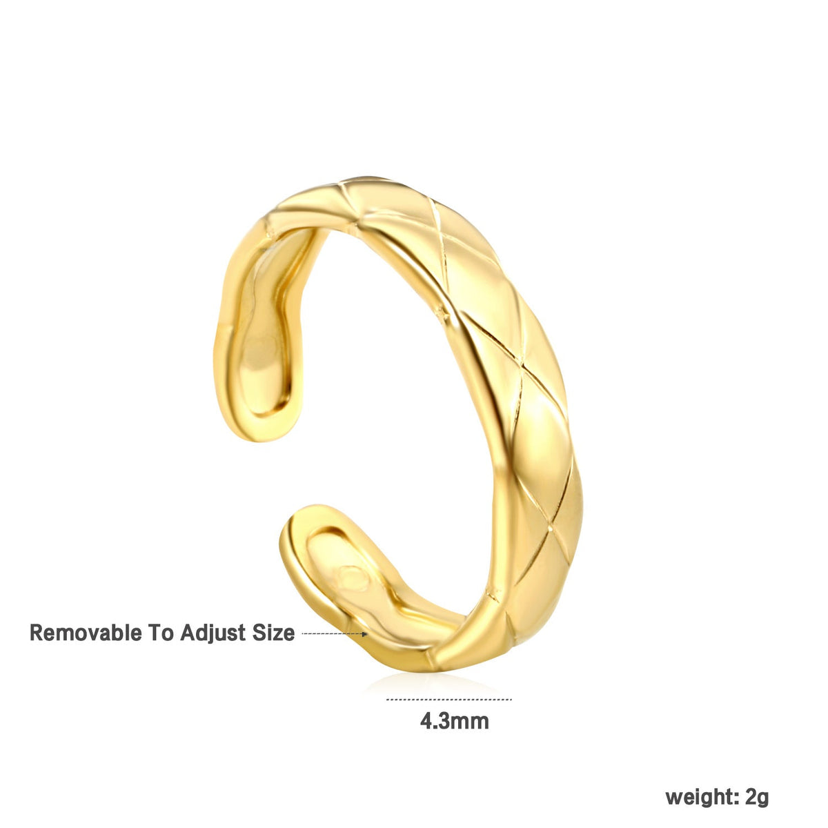 Bague ouverte pour femmes au design incurvé moderne et ajustable