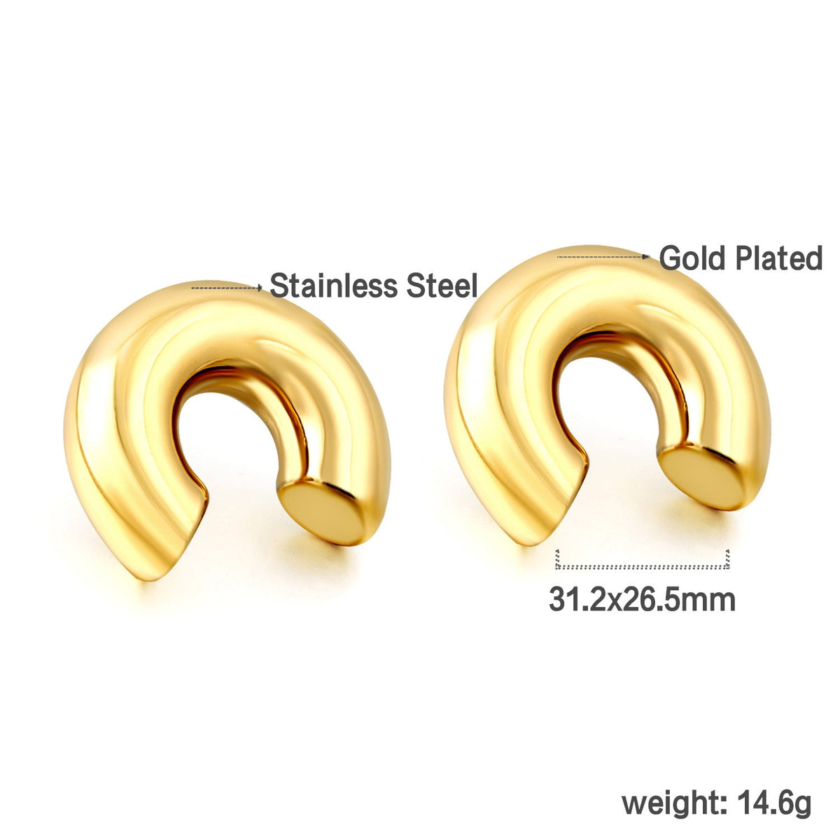 Boucles d'oreilles puces brillantes en acier inoxydable