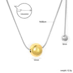 Collier pour femme avec pendentif boule réglable en acier