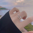 Bague élégante et délicate pour femme avec motifs d'étoiles et de fleurs