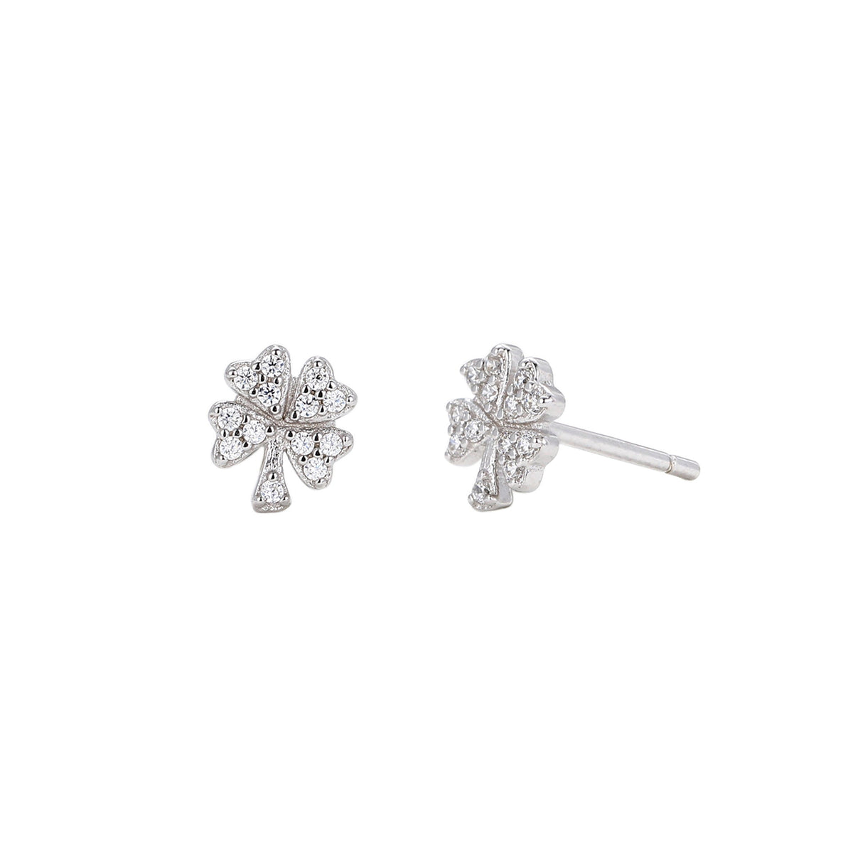 Boucles d'oreilles puces trèfle en argent sterling 925
