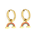 Boucles d'oreilles pendantes pour femme avec pendentifs arc-en-ciel