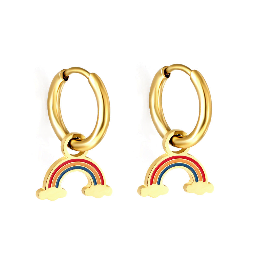 Boucles d'oreilles pendantes pour femme avec pendentifs arc-en-ciel