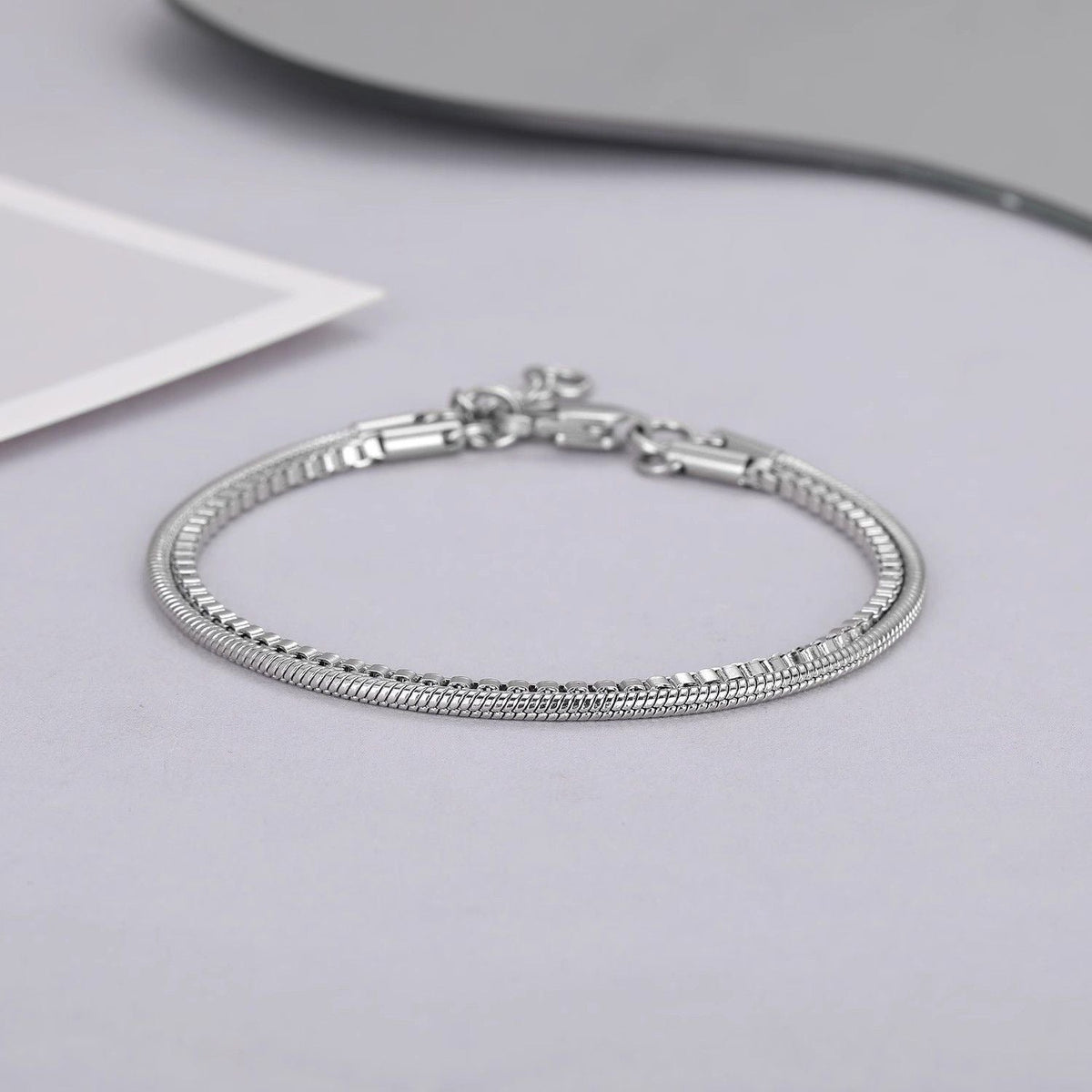 Bracelet double chaîne en acier inoxydable