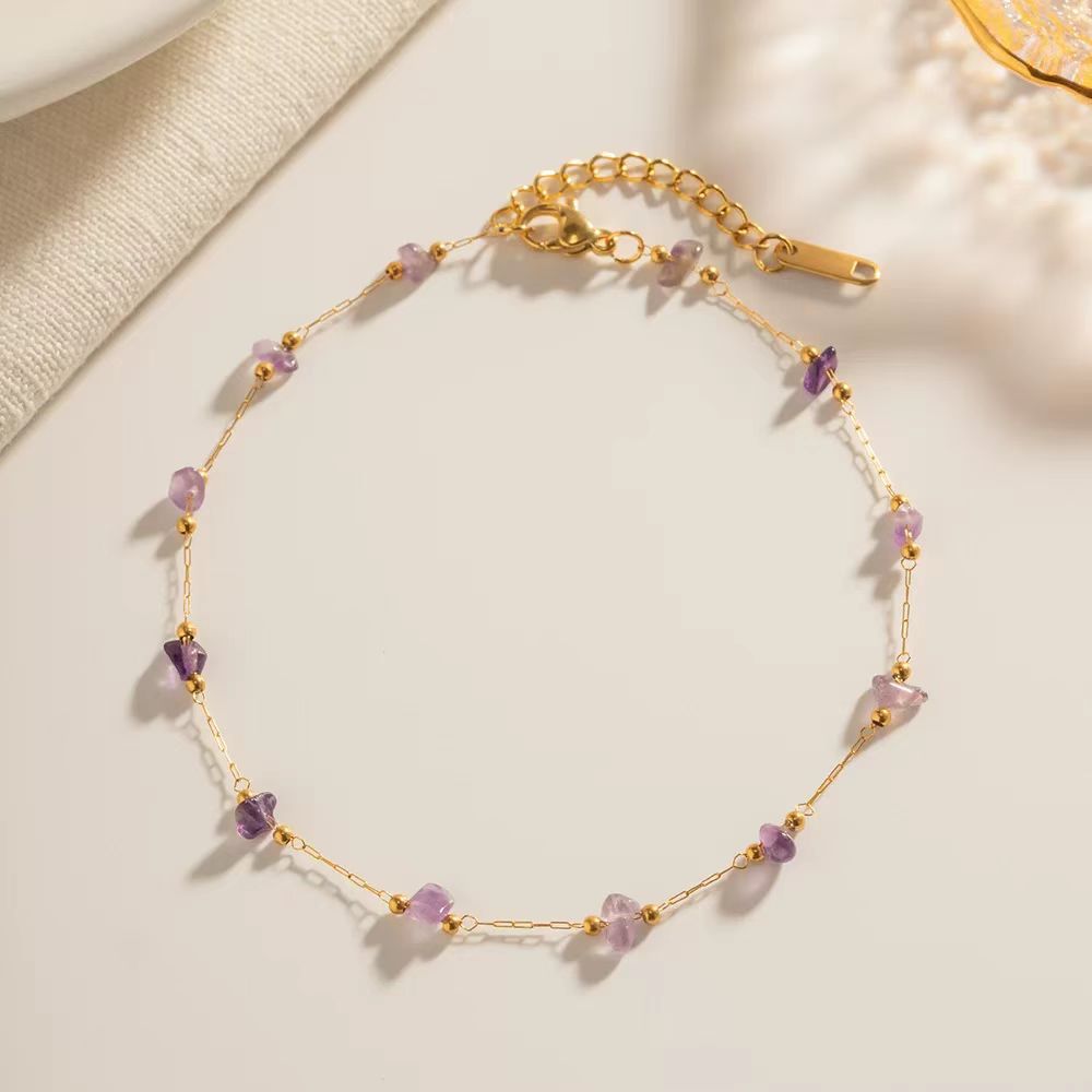 Bracelet de perles en améthyste pour femme