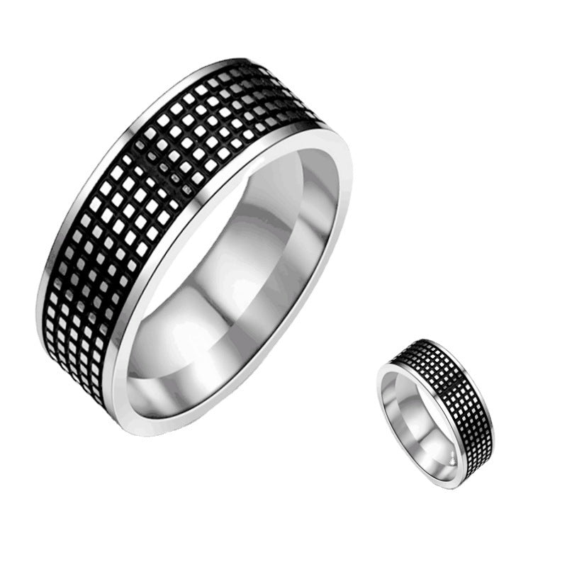 Bague pour homme motif damier