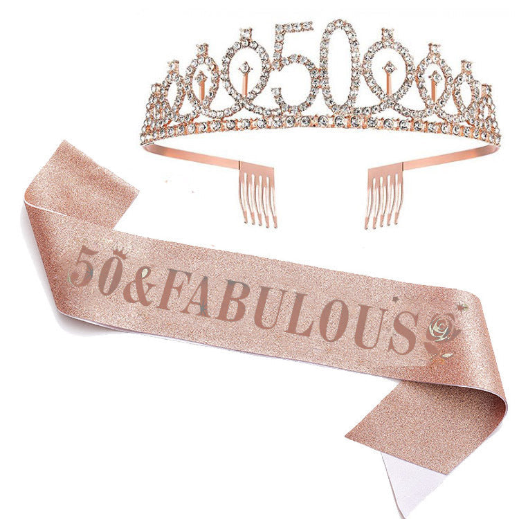 Ensemble diadème et écharpe d'anniversaire scintillant pour femme